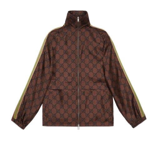  GUCCI古驰 22年秋冬 女士 GG印花真丝拉链夹克 625007 XJCL5 2138 预定商品2-6周发货