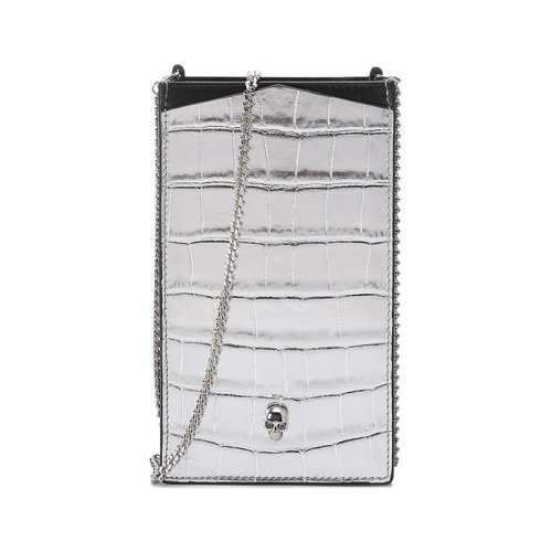 Alexander McQueen/亚历山大麦昆【22春夏新款】女士皮革Skull单肩斜挎包链条包手机包 632035 14C25