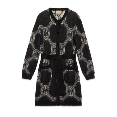  GUCCI古驰 22年秋冬 女士 拉绒马海毛互扣式双G开衫 678835 XKB6K 1289 预定商品2-6周发货