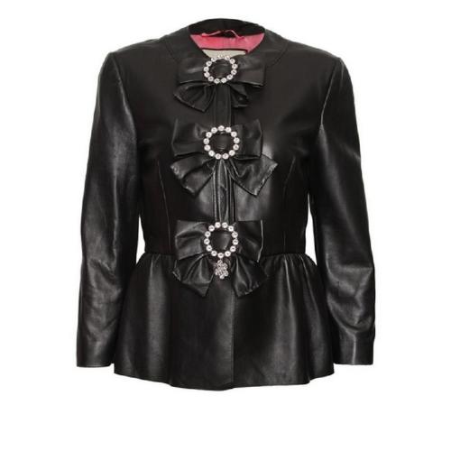 GUCCI/古驰 女士黑色皮革皮衣 479069 XN336 1000