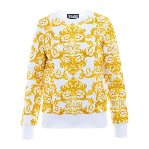 VERSACE JEANS/范思哲牛仔 女士拼色棉质经典印花装饰圆领长袖上衣卫衣套头衫 B6HWA795-S0156 多色可选