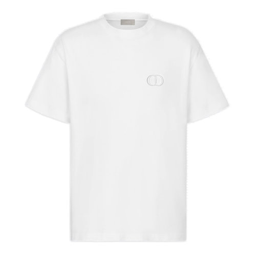 DIOR/迪奥  男士白色纯棉CD刺绣短袖T恤 943J605A0554_C080