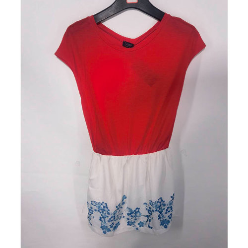 ARMANI JEANS/阿玛尼牛仔 红白拼色蓝色花女士连衣裙(附件腰带)