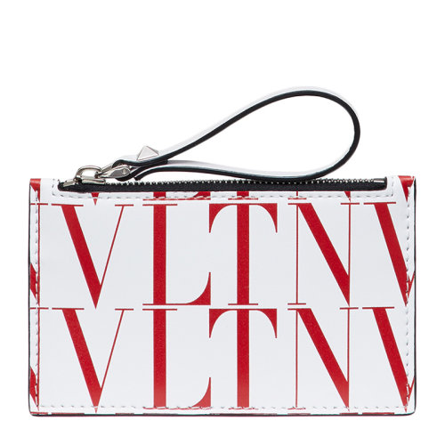 Valentino/华伦天奴 女士拼色牛皮革经典字母徽标印花装饰拉链开合钱夹钱包卡夹卡包女包 WY2P0540-GTC-CG9