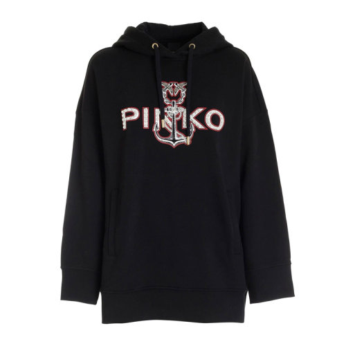 PINKO/品高 女士 服装  黑色字母logo印花图案棉质连帽卫衣 女卫衣