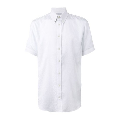 Alexander McQueen/亚历山大麦昆 棉质豹纹翻领男士短袖衬衫