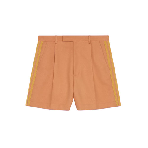 GUCCI/古驰 22年秋冬新款 adidas联名系列 男士橙色聚酯纤维顺滑粗斜纹布短裤?691437ZAJRT2190