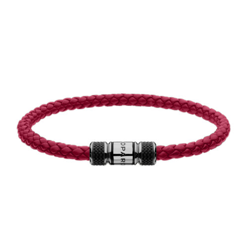 Chopard/萧邦 22春夏新款CLASSIC RACING系列 红色编织小牛皮银色饰面人字花纹运动风赛车手链95016-0272