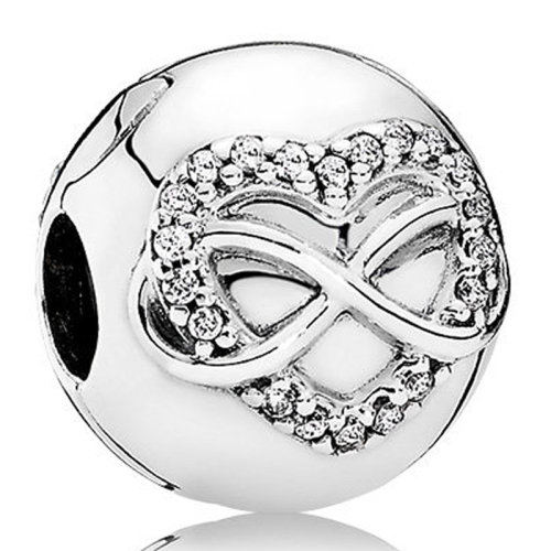 PANDORA/潘多拉 女士银色925银/锆石无限的心意固定扣串饰串珠 791947CZ