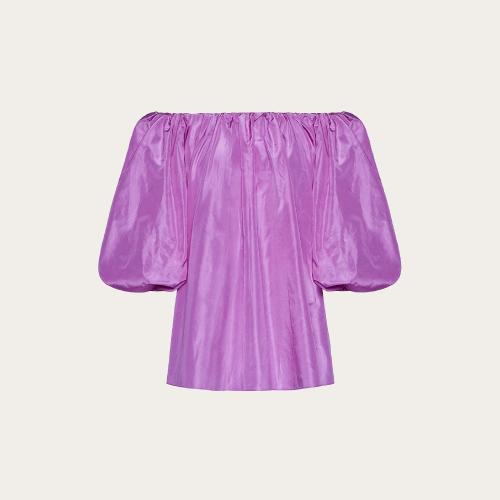  VALENTINO华伦天奴 22年秋冬 女士 罩衫 TOP EN TAFFETAS LA_Vé XB0AE6Z0745Q0W