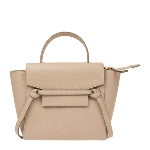 CELINE/赛琳 21春夏 MICRO BELT系列 女士纯色牛皮鲶鱼包手提包