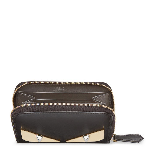 FENDI/芬迪 女士黑色小怪兽眼镜印花长款拉链钱包 8M0313-3IF-F0KUR