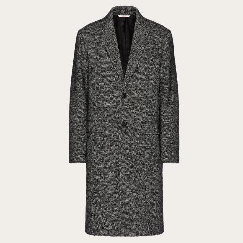  VALENTINO华伦天奴 22年秋冬 男士 大衣 MANTEAU EN TWEED DE LAINE ROCKSTUD SPIKE FACON ALL