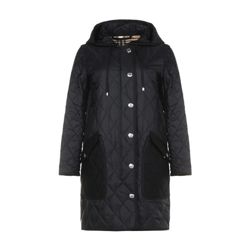 BURBERRY/博柏利 女士棉服 女款锦纶菱形绗缝连帽棉服大衣外套 80355061