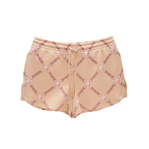 HERMES/爱马仕 22年春夏新款 女士奶油白色纯棉Grand Traalala印花抓绒短裤H2E4407DK5R36