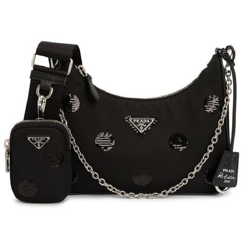  PRADA/普拉达 女士黑色皮革单肩包 1BH204 2D0C F0002 PLSX