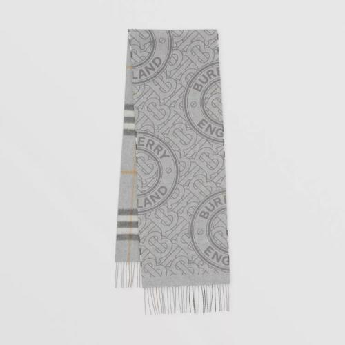  BURBERRY 21年秋冬 女士 双面两用格纹拼专属标识羊绒围巾 80452421 预定商品1-3周发货