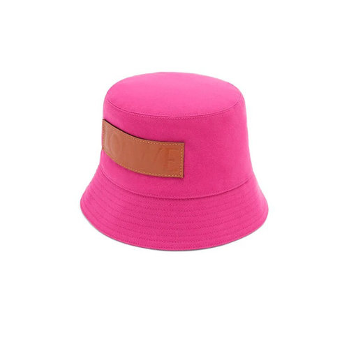 LOEWE/罗意威 22年春夏新款 女士洋红色/黑色帆布和牛皮革水桶帽渔夫帽K820HB1X19-7667