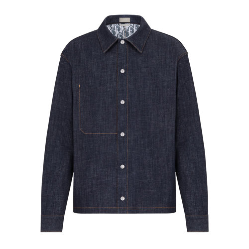 DIOR/迪奥      男士原蓝色棉质牛仔布长袖衬衫033D490A226X_C580