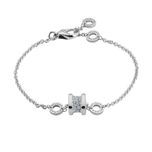 BVLGARI/宝格丽 B.zero1系列18K金白金满钻 小蛮腰弹簧手链 350898