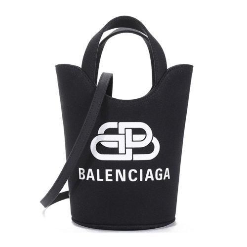 Balenciaga/巴黎世家 女士纯色帆布经典字母徽标印花装饰开放式包扣单肩包斜挎包手提包水桶包女包 619979-2HH13 多色可选
