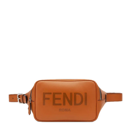 FENDI/芬迪 男士棕色小牛皮经典字母徽标印花拉链开合单肩包斜挎包胸包腰包男包 7VA526-AFBF-F1DZ9
