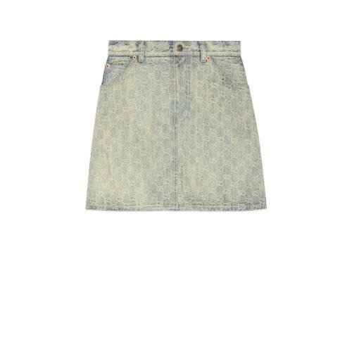  GUCCI古驰 22年秋冬 女士 GG提花牛仔迷你裙 678789 XDBOK 4692