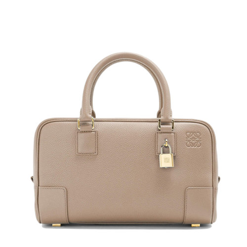 LOEWE/罗意威 Amazona 23系列 女士沙色粒面小牛皮金色挂锁装饰单肩斜挎手提包0010640670