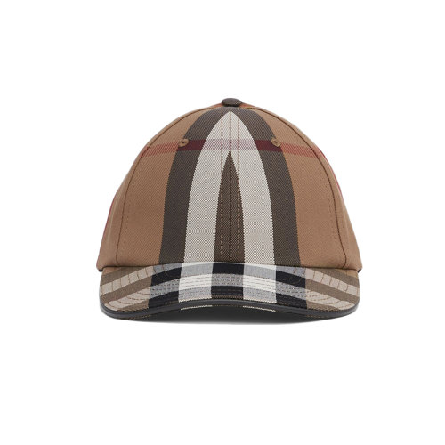 BURBERRY/博柏利 22年秋冬新款 男女同款桦木棕色纯棉徽标装饰格纹棒球帽鸭舌帽80560801