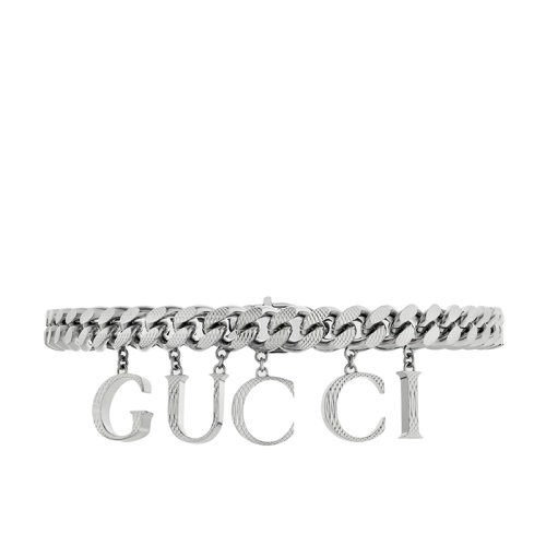 GUCCI/古驰 男女同款银色金属饰手写体GUCCI细节双G扣颈链675767I46010926