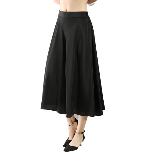 GeleiStory/GeleiStory  春夏新款松紧腰宽松桑蚕丝中长款百褶大摆裙  女装＞女士裙装＞女士半身裙