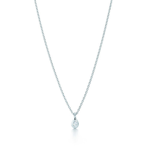 Tiffany & Co./蒂芙尼  ElsaPeretti?系列纯银链镶嵌梨形钻石吊坠项链 32530451