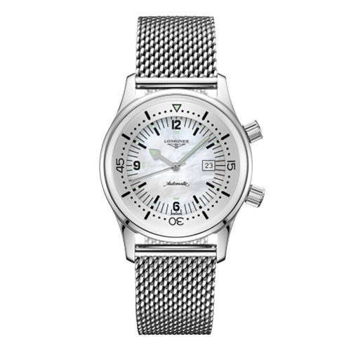 LONGINES/浪琴 经典复刻系列 自动机械表白珍珠贝母钢链女表36毫米L3.374.4.80.6