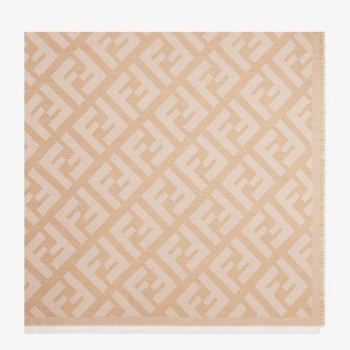 FENDI芬迪 22年秋冬 女士 围巾 米黄色羊毛羊绒混纺披肩 FXT069A669F0QB9