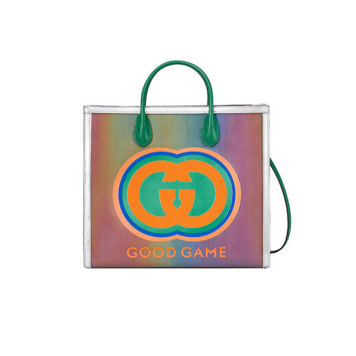 GUCCI/古驰 23春夏新款 Good Game系列 男士五彩皮革银色饰面双G磁扣开合手提托特包706727U37CF8515