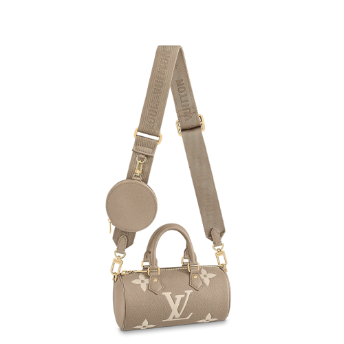 Louis Vuitton/路易威登 22春夏新款PAPILLON BB系列 小号 巴比龙 女士大象灰/奶白色 双色老花压纹 粒面牛皮 单肩斜跨手提包 M46031