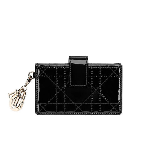 DIOR/迪奥 女士 LADY DIOR黑色小牛皮扣板卡包  S0074OVRB_M900