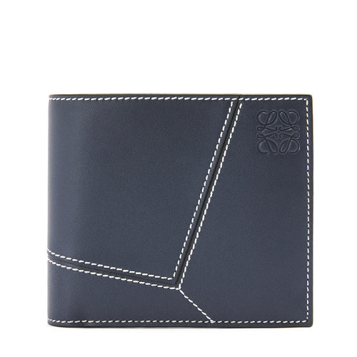LOEWE/罗意威 Puzzle系列 男士海洋色缝线光滑小牛皮零钱卡夹钱包0010639961