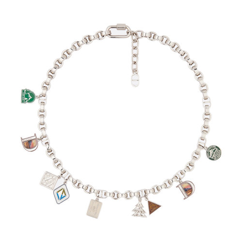 DIOR/迪奥 22新款 男士银色镀银黄铜配彩色树脂吊饰项链N1853HOMMT_D230