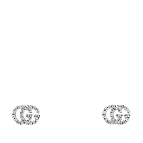 GUCCI/古驰 double G系列 18k金白金46颗钻石双G耳钉481678J85409066