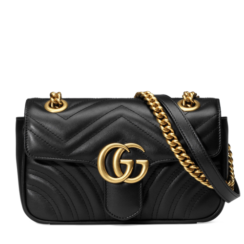 GUCCI/古驰 经典款迷你GGMarmont女士绗缝小牛皮链条单肩斜挎包（2色可选）446744 DTDIT 6433