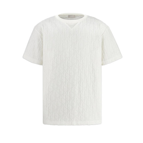 DIOR/迪奥      男士米白色毛圈棉提花老花印花T恤113J692A0614_C020