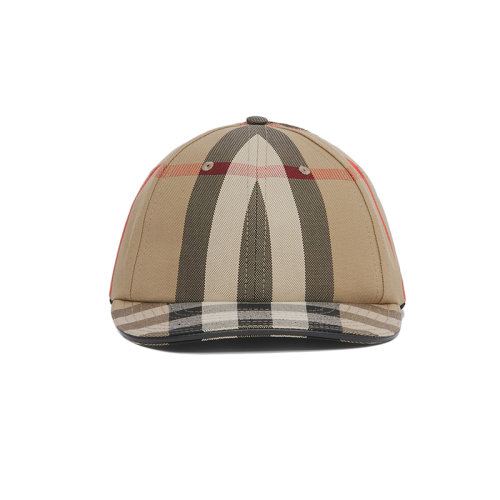 BURBERRY/博柏利 22年秋冬新款 男女同款典藏米色纯棉徽标装饰格纹棒球帽鸭舌帽80560761