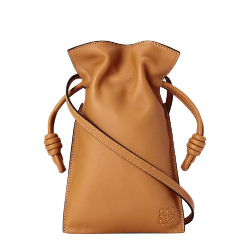 LOEWE/罗意威 Flamenco Pocket系列 女士暖沙色纳帕小牛皮单肩斜挎手机包0010642742