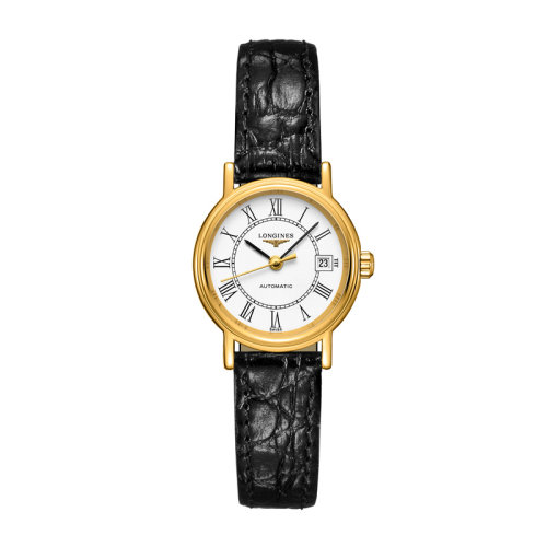 LONGINES/浪琴 时尚系列 自动机械钢和黄色PVD表壳皮表带女表25.50毫米L4.321.2.11.2