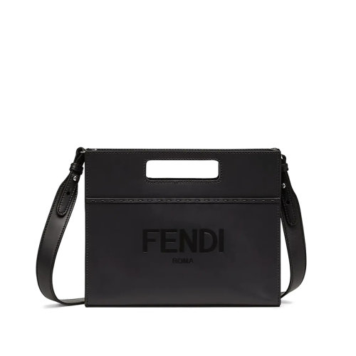 FENDI/芬迪  男士迷你黑色皮革热印徽标配可拆卸肩带斜挎单肩手提包7VA547AC9LF0GXN