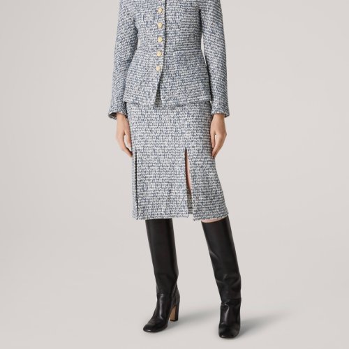 St.John/盛蔷双色粗花呢针织女士半身裙K7110G1