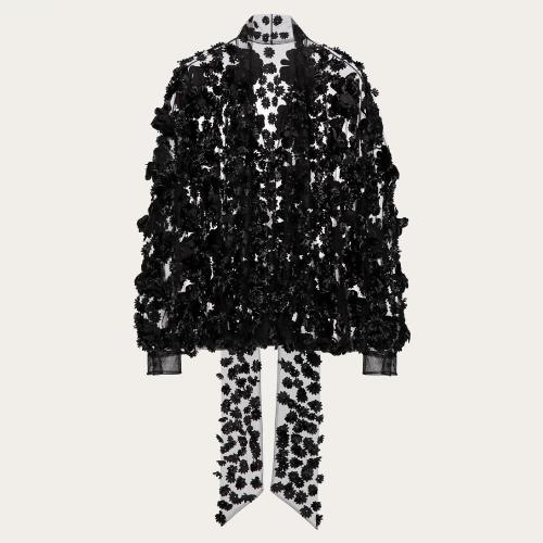  VALENTINO华伦天奴 22年秋冬 女士 长袖衬衫 TOP TULLE ILLUSIONE a BRODERIE FLORALE 1B0AE7H