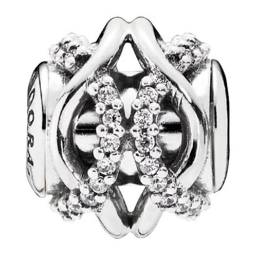 PANDORA/潘多拉 ESSENCE系列女士银色925银+锆石关怀DIY手链珠子串饰串珠 796072CZ