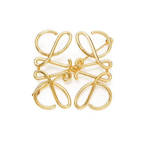 LOEWE/罗意威 22年春夏新款 女士金色黄铜材质Anagram Logo图案胸针111.25.020-8130